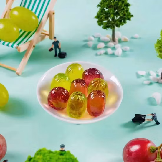 Venta al por mayor, nuevos productos creativos, caramelos Gummi, dulces para niños, gelatina, sándwich pelable, plátano, Mango, forma de fruta, caramelo gomoso 8d